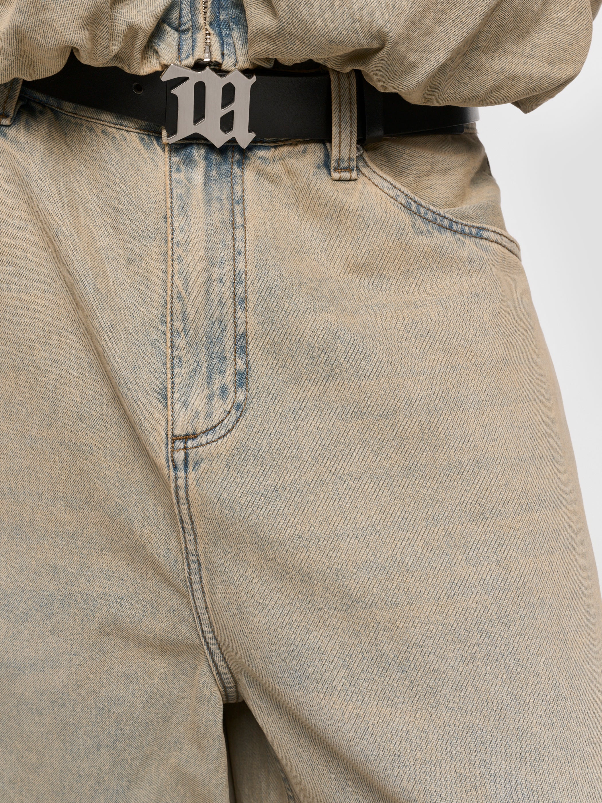 Sand Washed Balloon Denim Trousers
