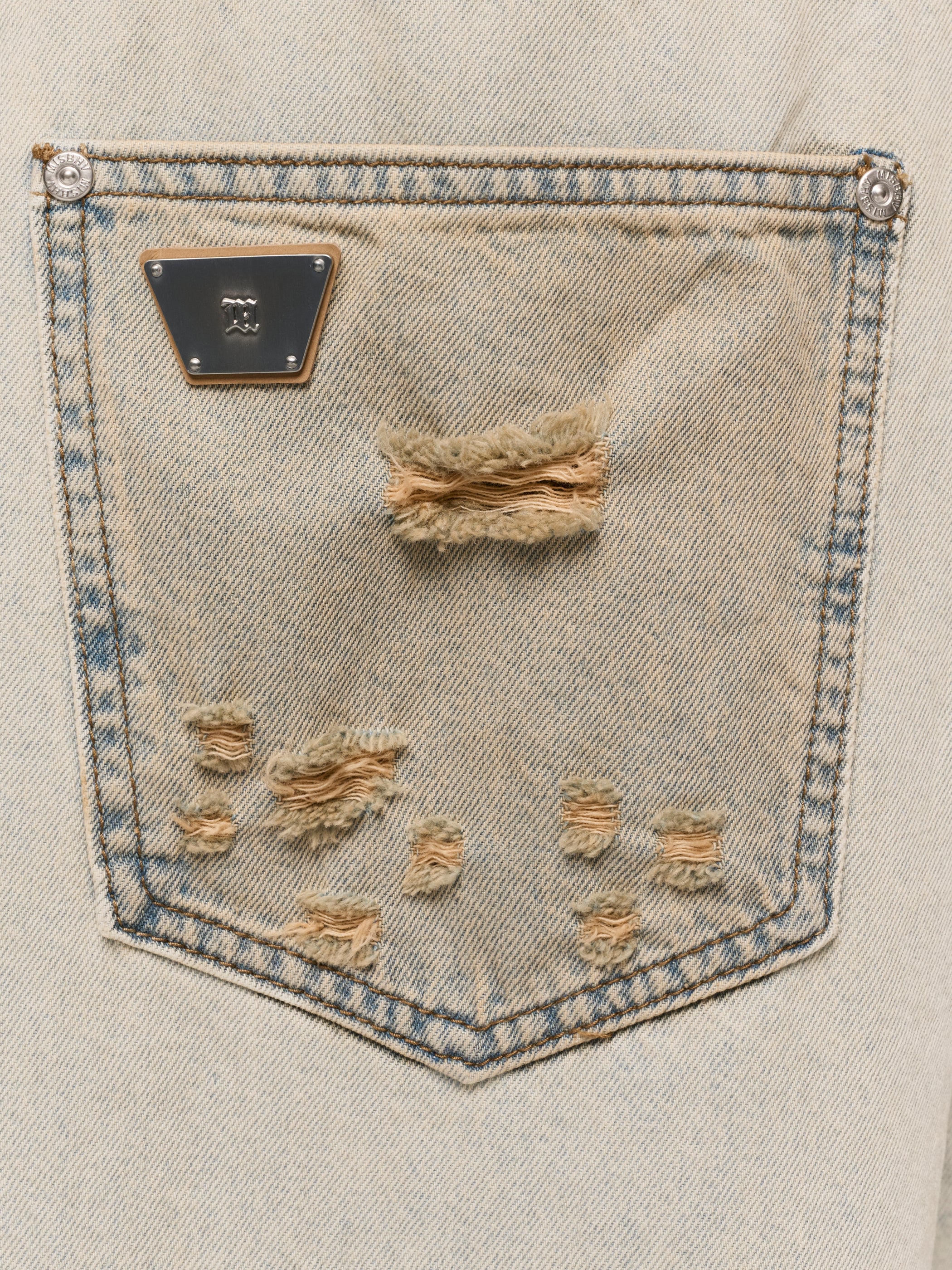 Sand Washed Balloon Denim Trousers