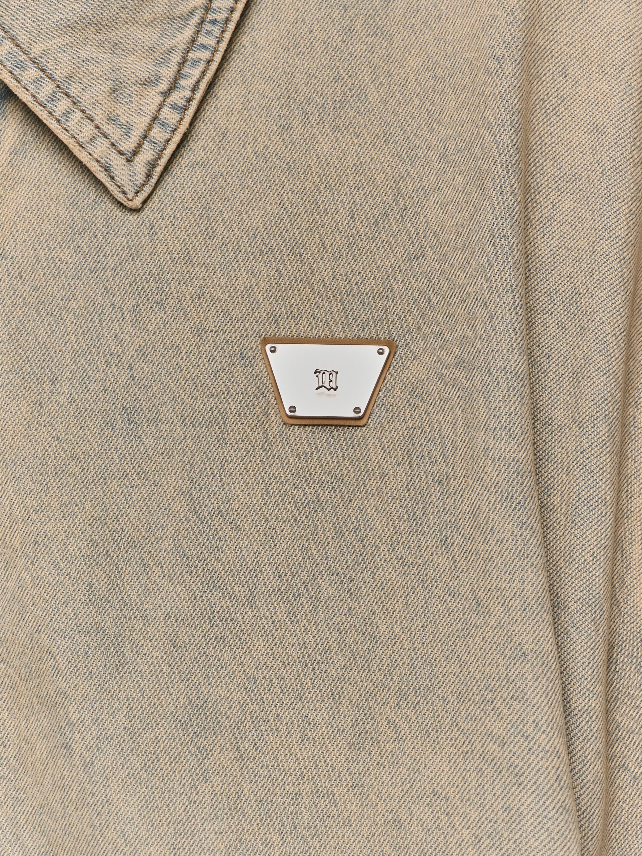 Sand Washed Bomber Denim Jacket