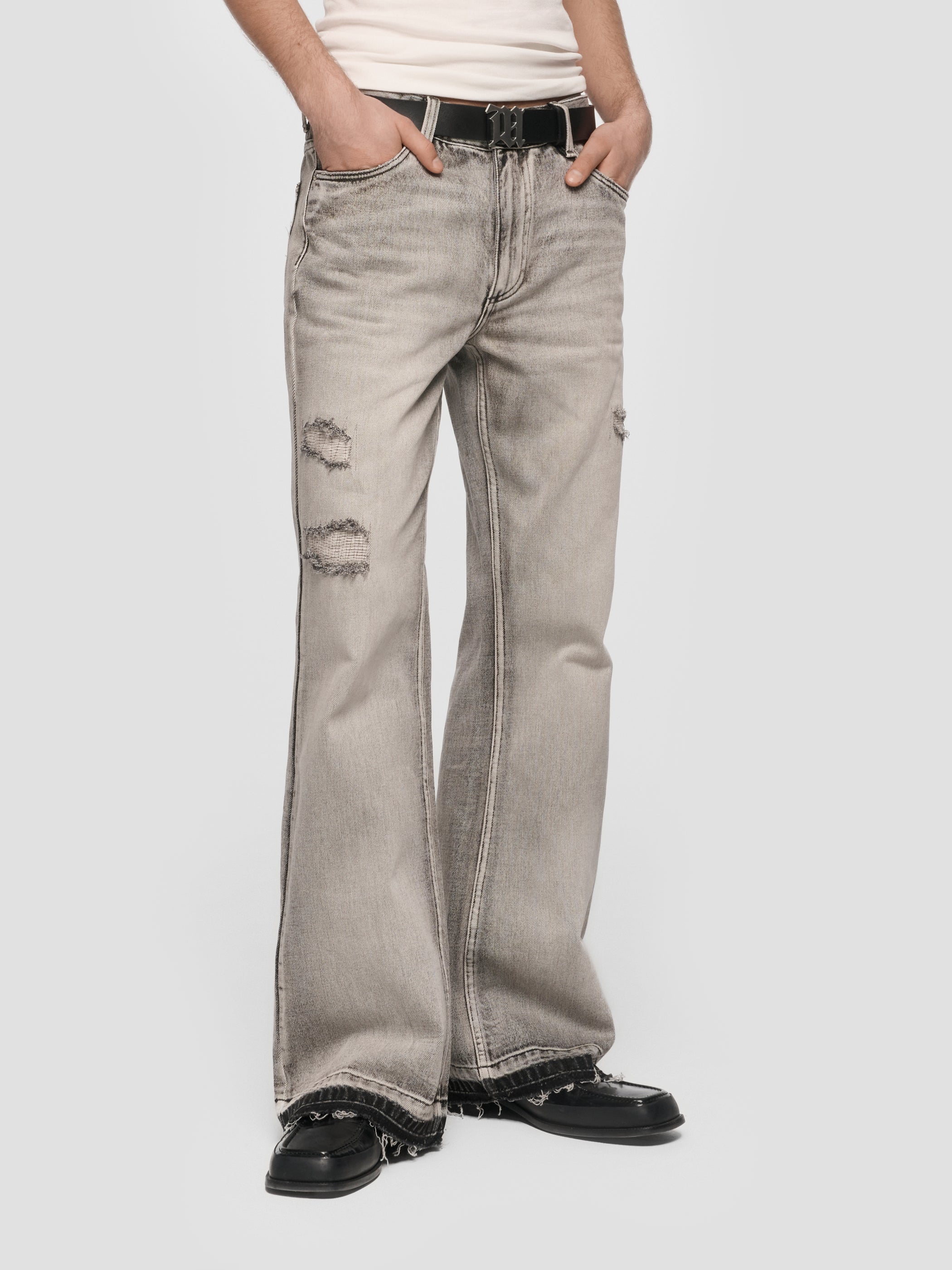 Charcoal Bootcut Denim Trousers