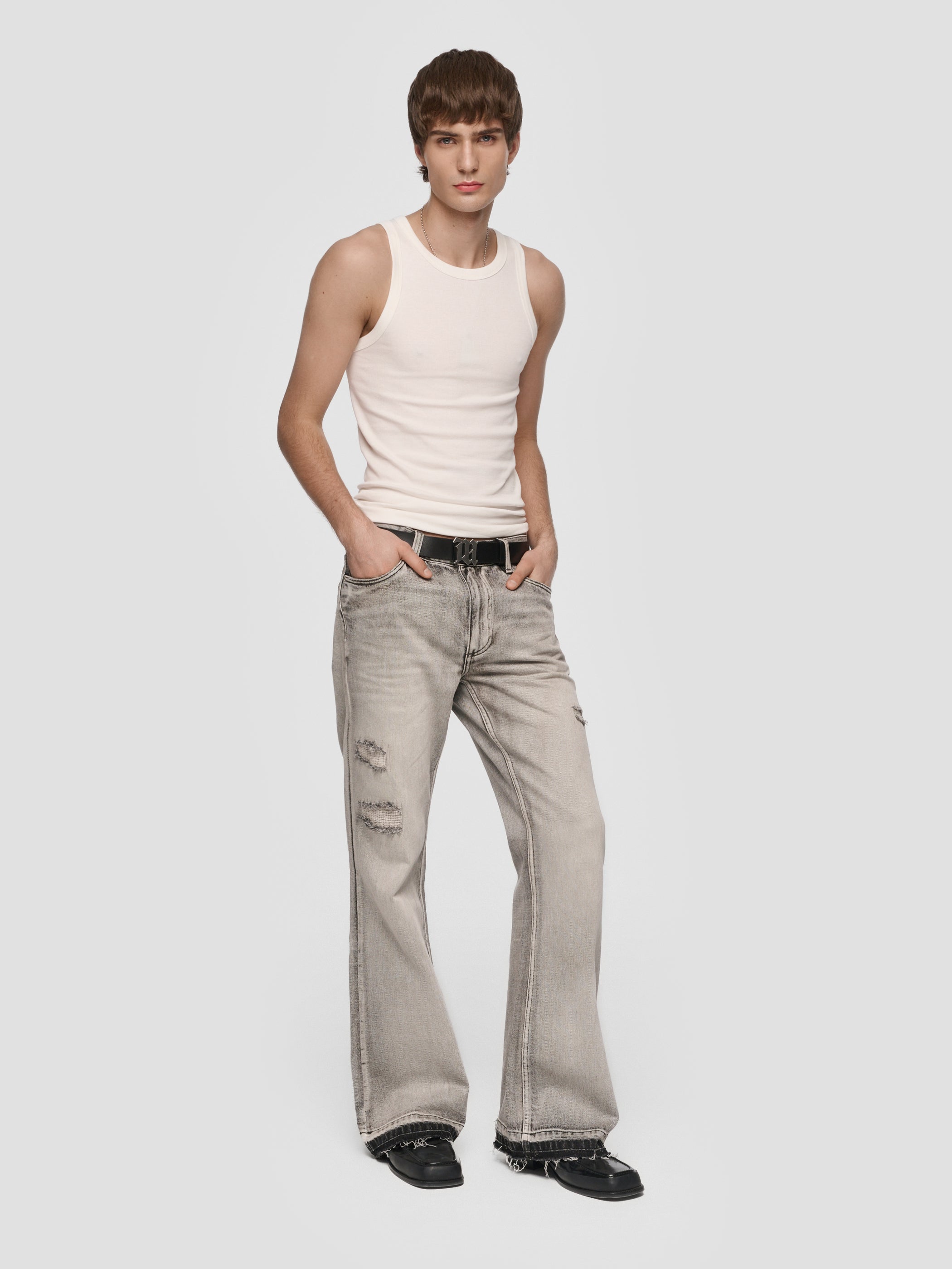 Charcoal Bootcut Denim Trousers