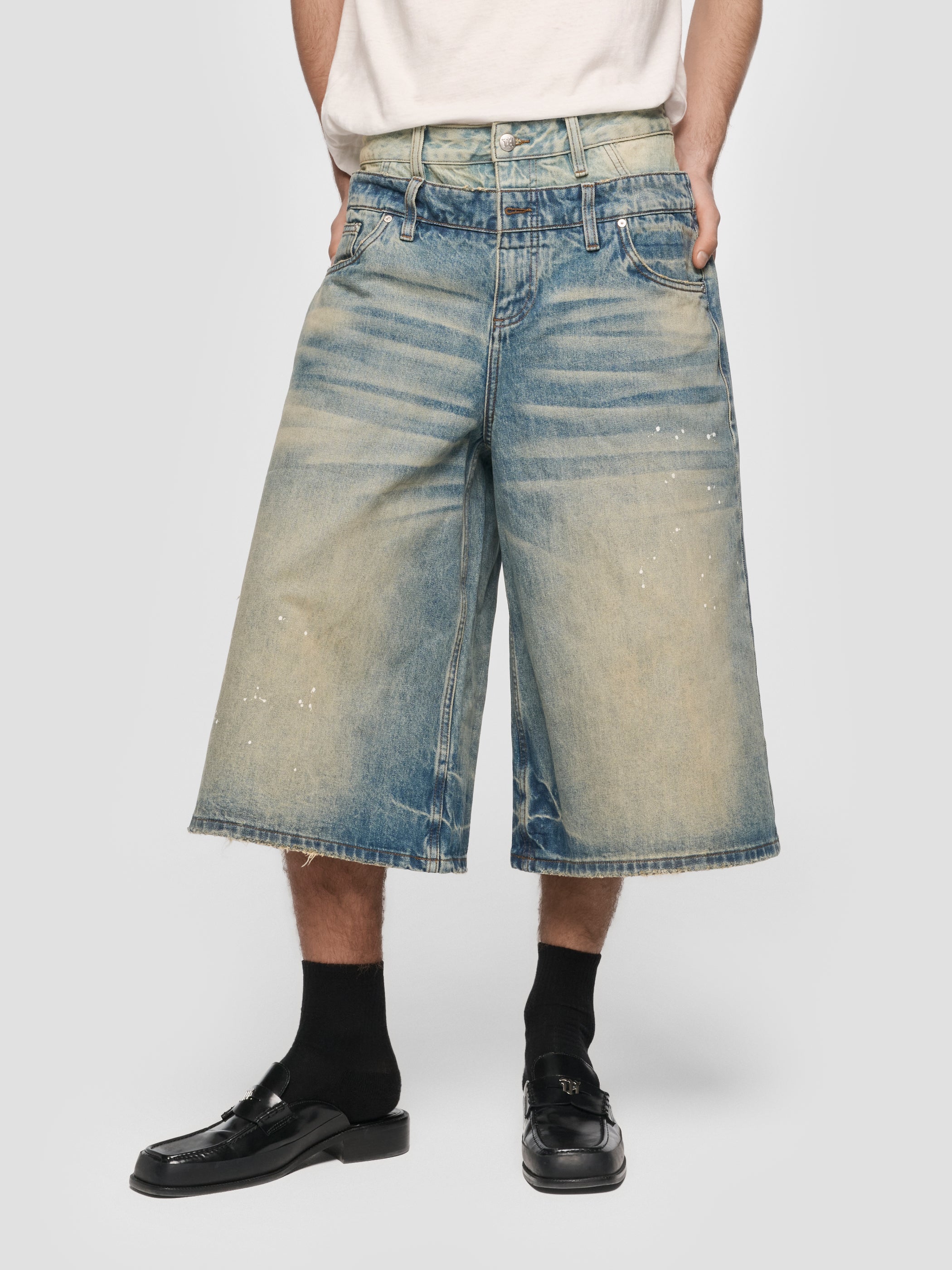 2In1 Denim Dirt Baggy Shorts