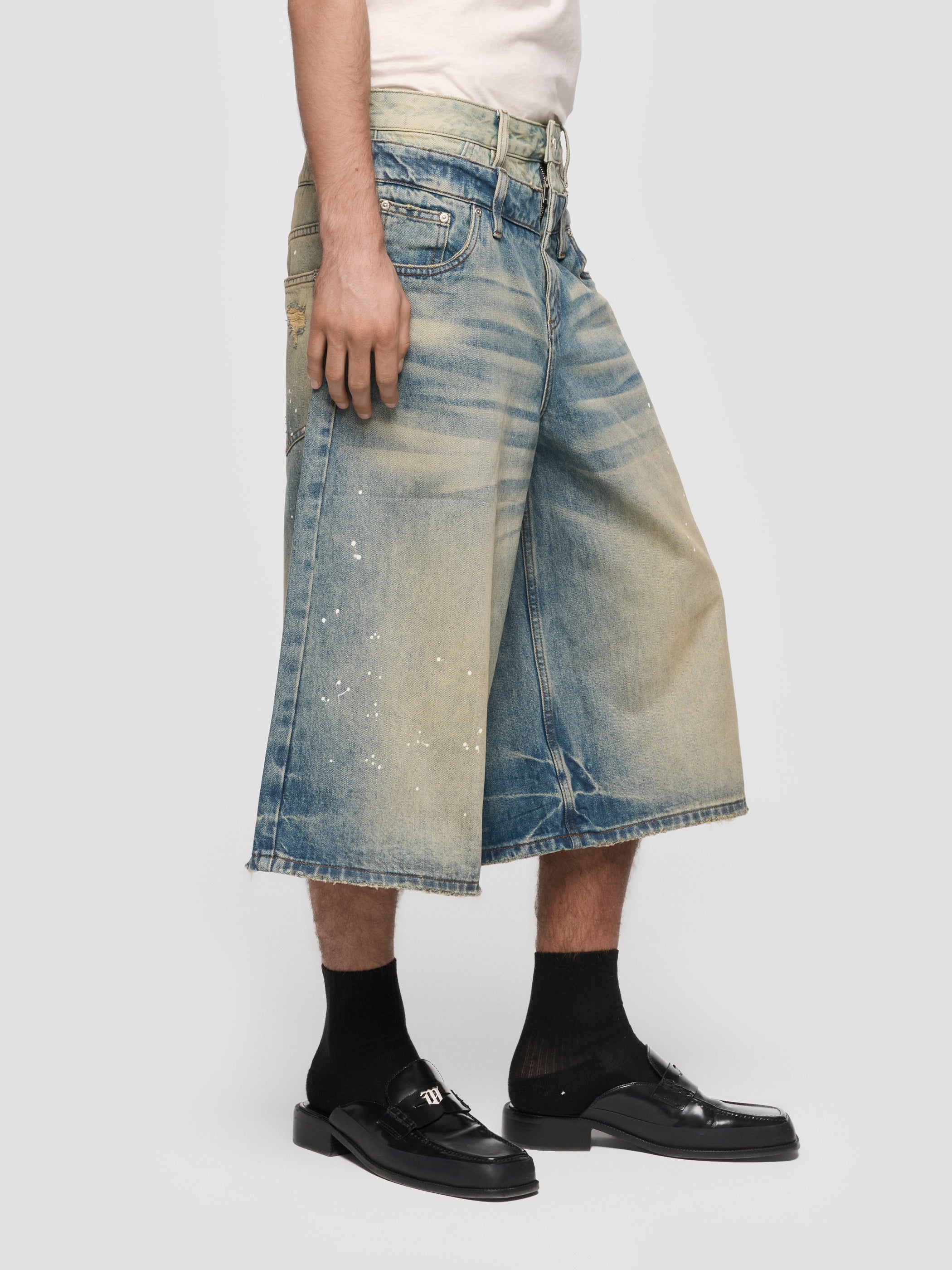 2In1 Denim Dirt Baggy Shorts