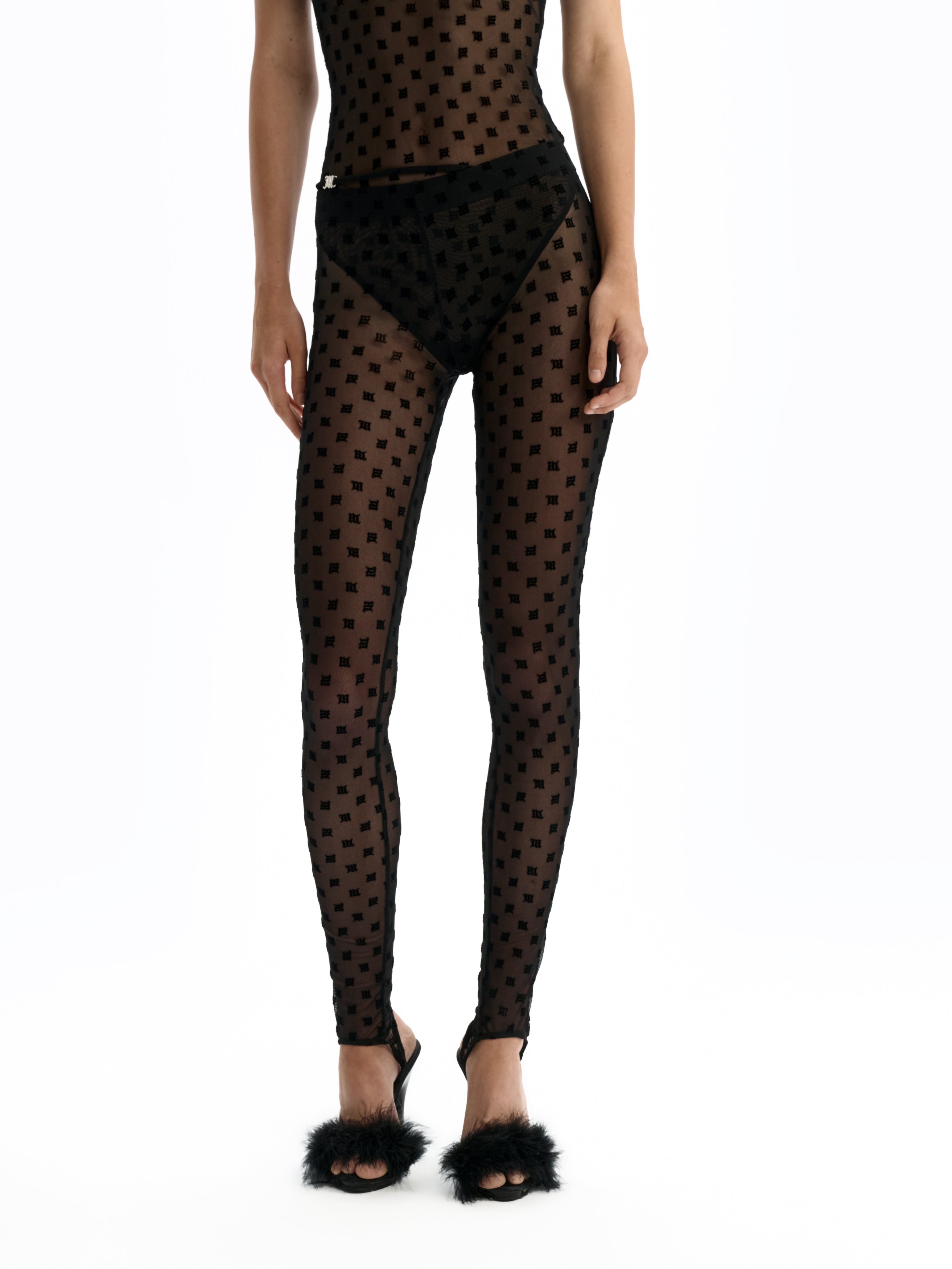 Mesh Monogram Stirrup Leggings