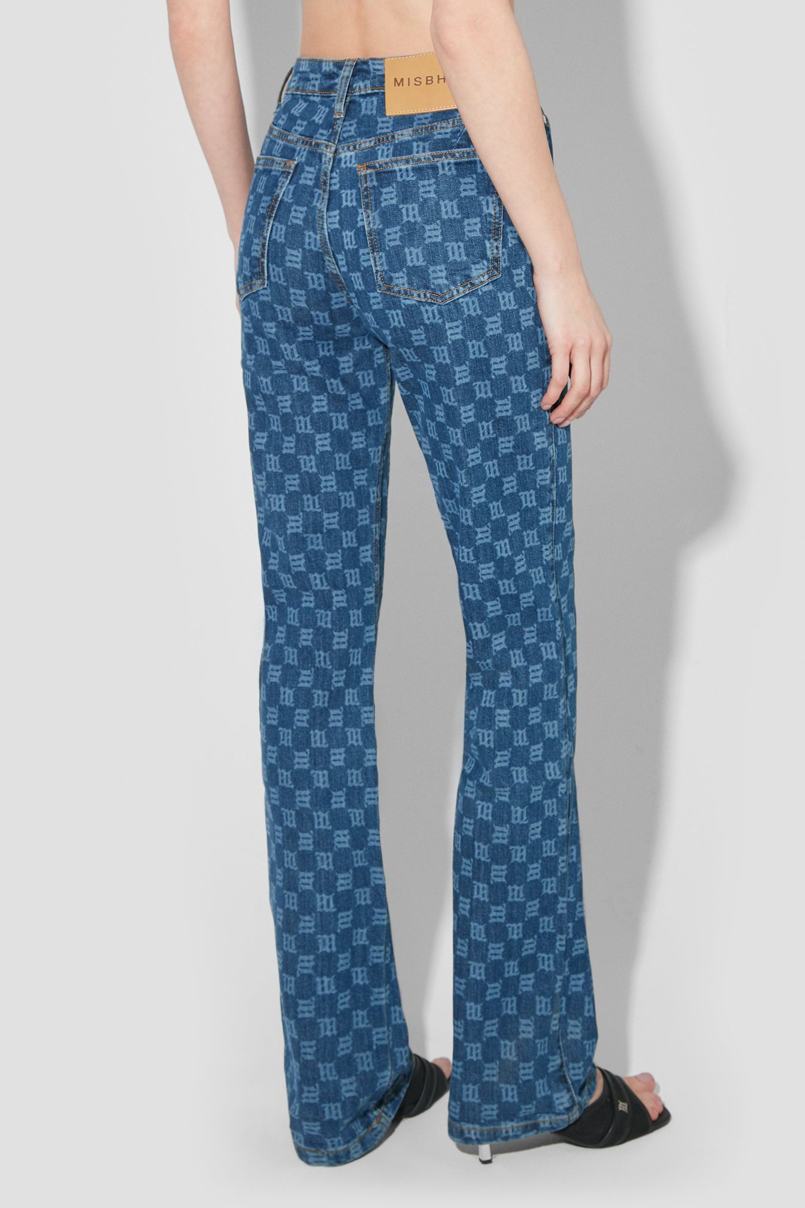 Signature Monogram Denim High Waisted Trousers