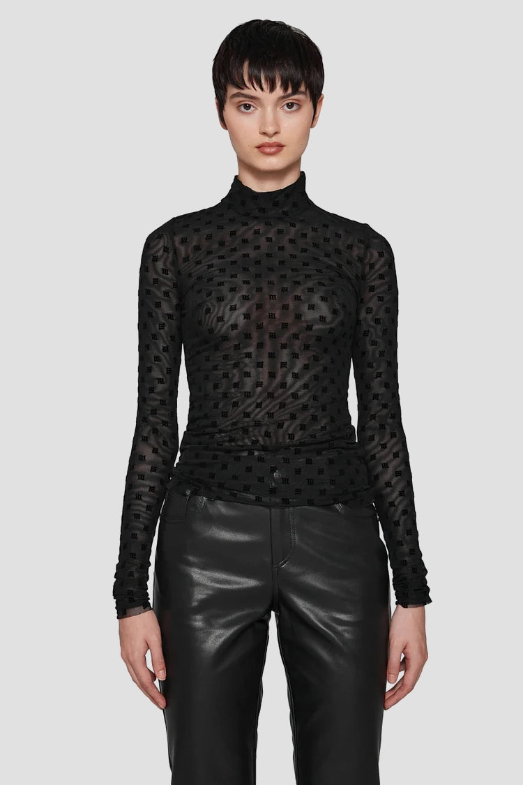 Mesh Monogram Turtleneck