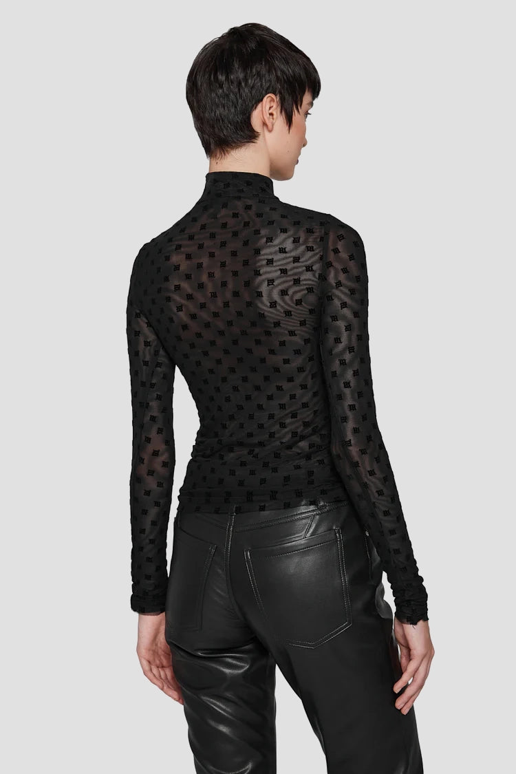 Mesh Monogram Turtleneck