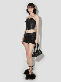 Faux Leather School Mini Skirt