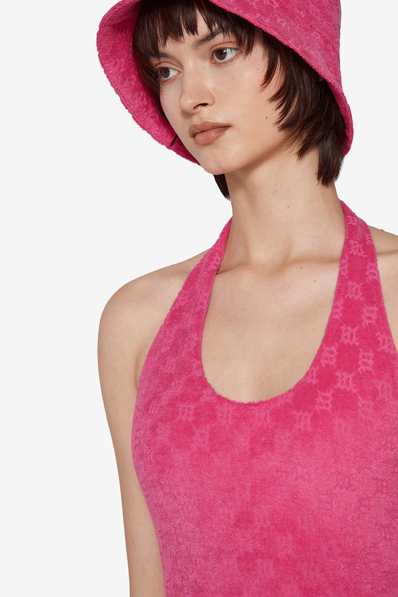 【関税込み】MISBHV ピンク Towelling ミニドレス Towelling Monogram Mini Dress Fuchsia