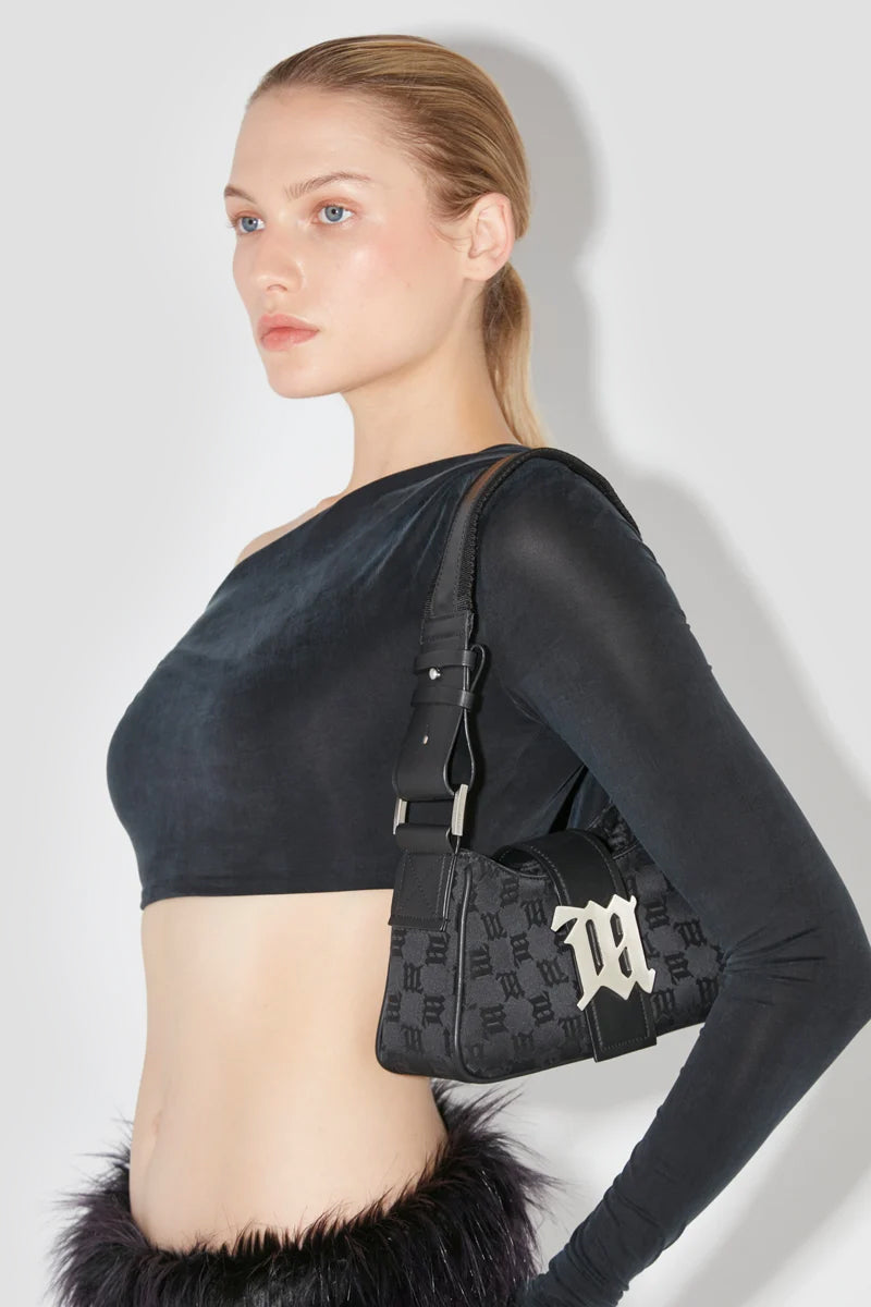 Monogram Nylon Shoulder Bag Mini Black