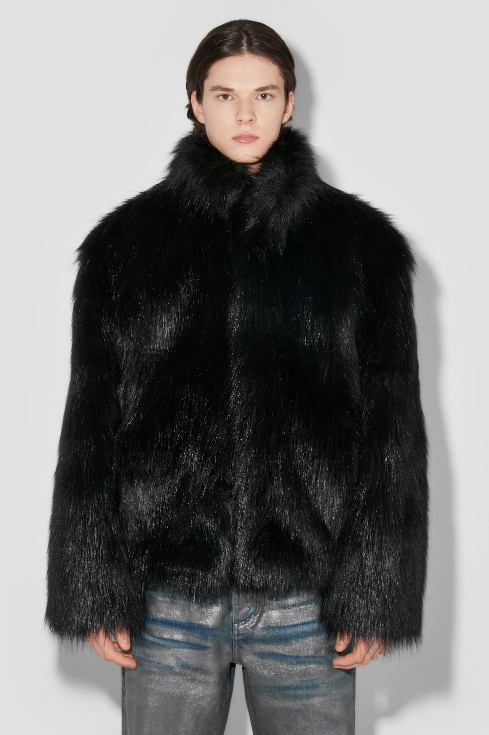 Faux Fur Jacket Black