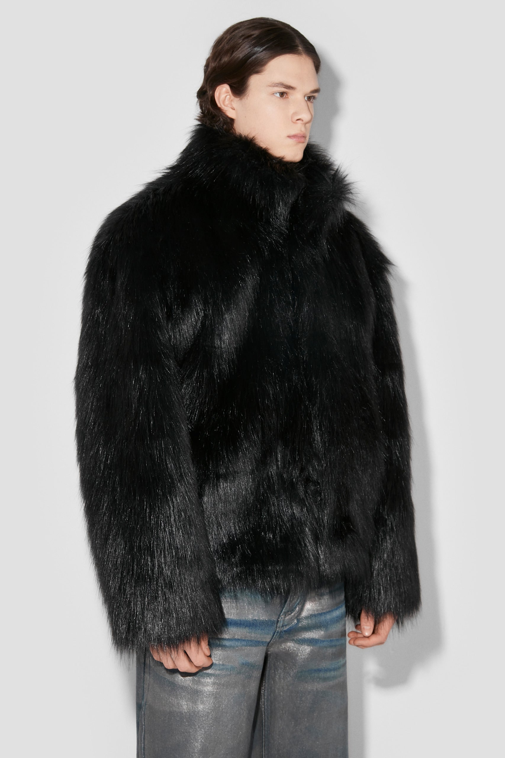 Faux Fur Jacket Black