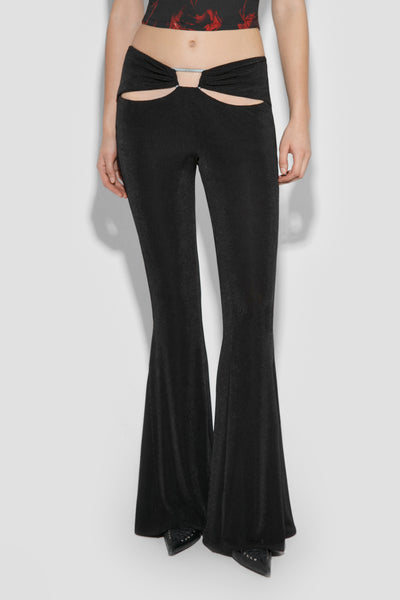 【送料&関税込】CourrA¨ges Flared Trousers With Cut Out Deta COURRÈGES Cutout buckled wool-blend flared pants | NET-A-PORTER
