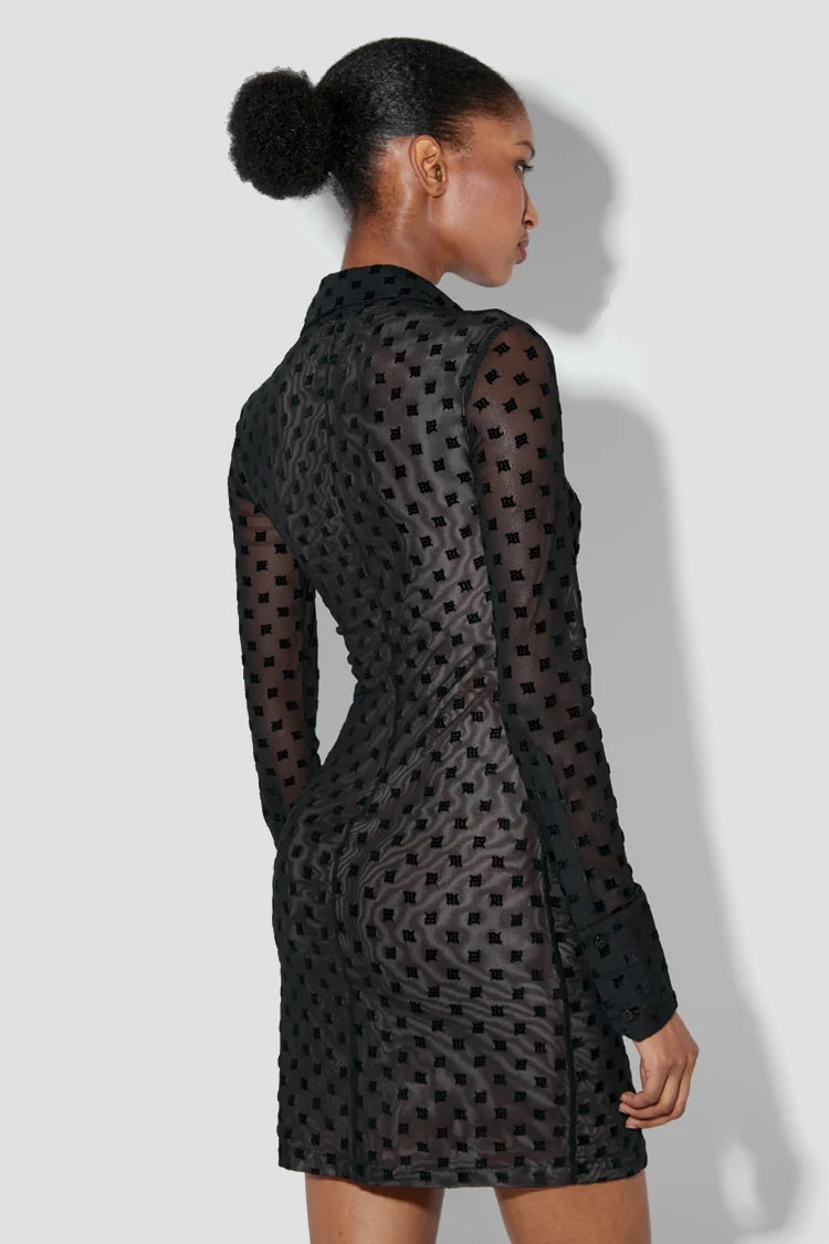 Mesh Monogram Shirt Dress