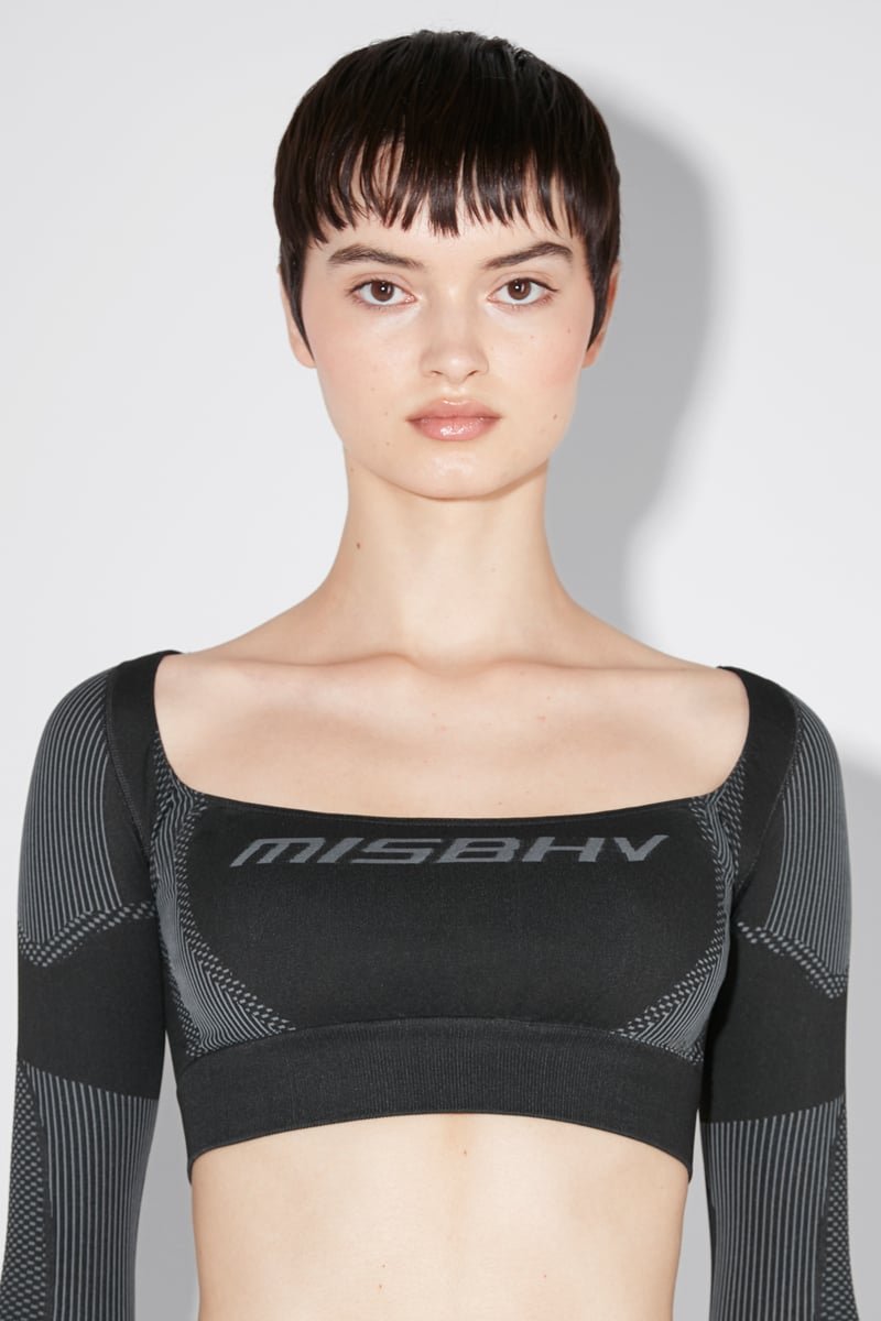 Sport Longsleeve Cropped Square Shaped Muted Black